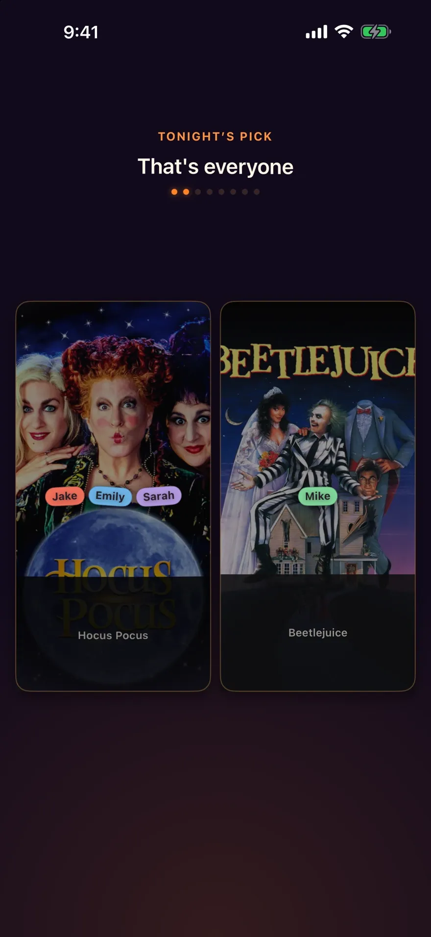 The final two: Jake, Emily and Sarah on Hocus Pocus, Mike on Beetlejuice.